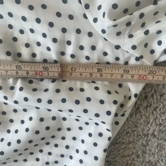 Express Portofino Georgette Polka Dot  Button-Down Long Sleeve Shirt sz M - Picture 13 of 15